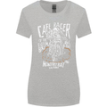 Cafe Racer Skull Motorcycle Biker Motorbike Womens Wider Cut T-Shirt Sports Grey