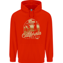 California Beach Surfing Surf Surfer Mens 80% Cotton Hoodie Bright Red