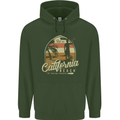 California Beach Surfing Surf Surfer Mens 80% Cotton Hoodie Forest Green