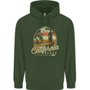 California Beach Surfing Surf Surfer Mens 80% Cotton Hoodie Forest Green