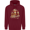 California Beach Surfing Surf Surfer Mens 80% Cotton Hoodie Maroon