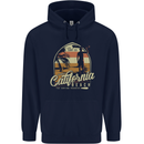 California Beach Surfing Surf Surfer Mens 80% Cotton Hoodie Navy Blue
