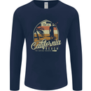 California Beach Surfing Surf Surfer Mens Long Sleeve T-Shirt Navy Blue