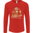 California Beach Surfing Surf Surfer Mens Long Sleeve T-Shirt Red
