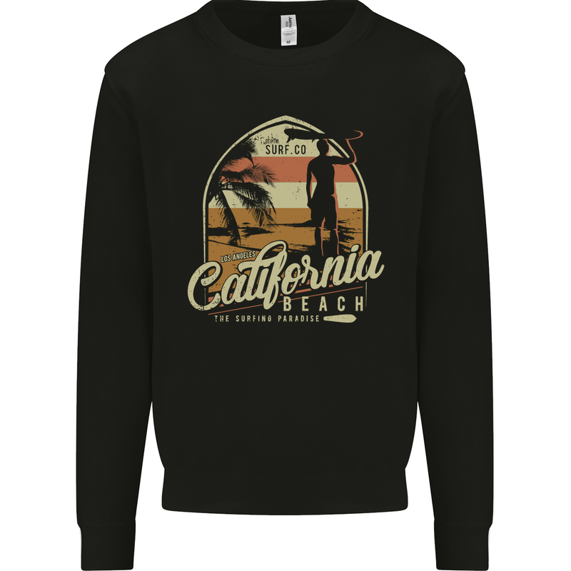 California Beach Surfing Surf Surfer Mens Sweatshirt Jumper Black