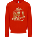 California Beach Surfing Surf Surfer Mens Sweatshirt Jumper Bright Red