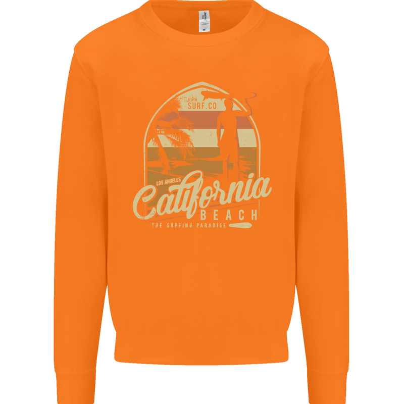 California Beach Surfing Surf Surfer Mens Sweatshirt Jumper Orange