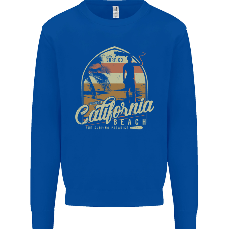 California Beach Surfing Surf Surfer Mens Sweatshirt Jumper Royal Blue