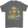 California Beach Surfing Surf Surfer Mens T-Shirt Cotton Gildan Charcoal