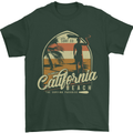 California Beach Surfing Surf Surfer Mens T-Shirt Cotton Gildan Forest Green
