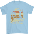 California Beach Surfing Surf Surfer Mens T-Shirt Cotton Gildan Light Blue