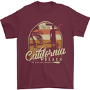 California Beach Surfing Surf Surfer Mens T-Shirt Cotton Gildan Maroon