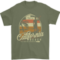 California Beach Surfing Surf Surfer Mens T-Shirt Cotton Gildan Military Green