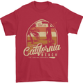 California Beach Surfing Surf Surfer Mens T-Shirt Cotton Gildan Red