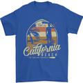 California Beach Surfing Surf Surfer Mens T-Shirt Cotton Gildan Royal Blue