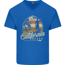 California Beach Surfing Surf Surfer Mens V-Neck Cotton T-Shirt Royal Blue