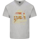 California Beach Surfing Surf Surfer Mens V-Neck Cotton T-Shirt Sports Grey