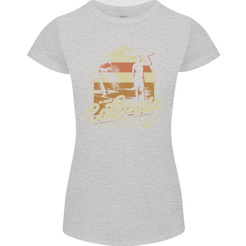 California Beach Surfing Surf Surfer Womens Petite Cut T-Shirt Sports Grey