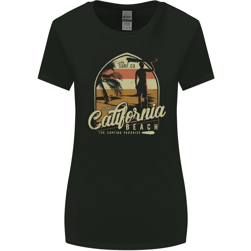 California Beach Surfing Surf Surfer Womens Wider Cut T-Shirt Black