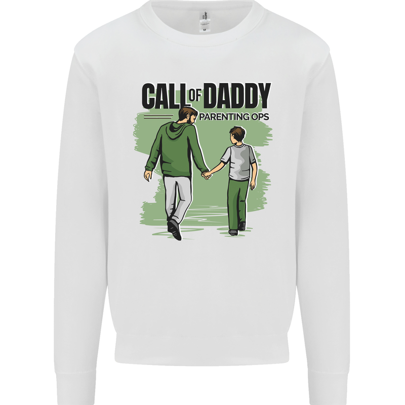 Call of Daddy Funny Parody Father's Day Dad Mens Sweatshirt Jumper White