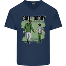 Call of Daddy Funny Parody Father's Day Dad Mens V-Neck Cotton T-Shirt Navy Blue