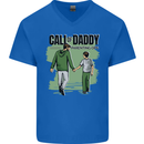 Call of Daddy Funny Parody Father's Day Dad Mens V-Neck Cotton T-Shirt Royal Blue