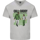 Call of Daddy Funny Parody Father's Day Dad Mens V-Neck Cotton T-Shirt Sports Grey