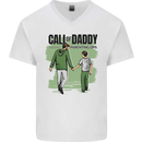 Call of Daddy Funny Parody Father's Day Dad Mens V-Neck Cotton T-Shirt White