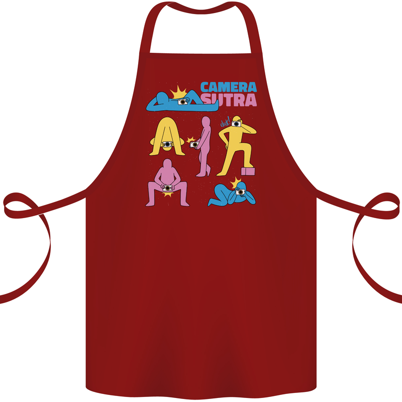 Camera Sutra Photography Photographer Funny Cotton Apron 100% Organic Maroon