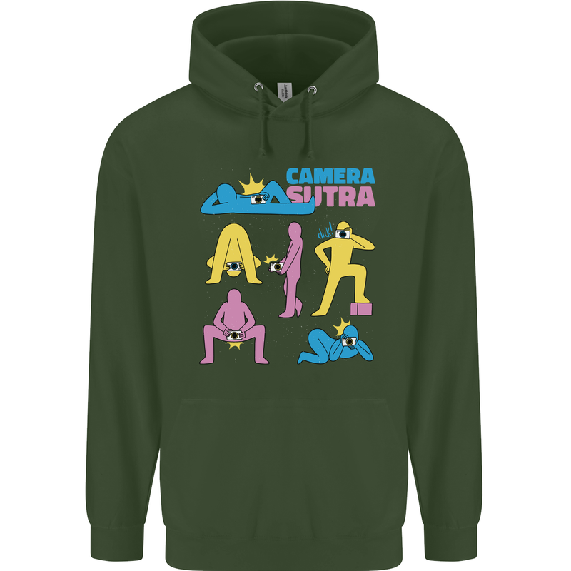 Camera Sutra Photography Photographer Funny Mens 80% Cotton Hoodie Forest Green