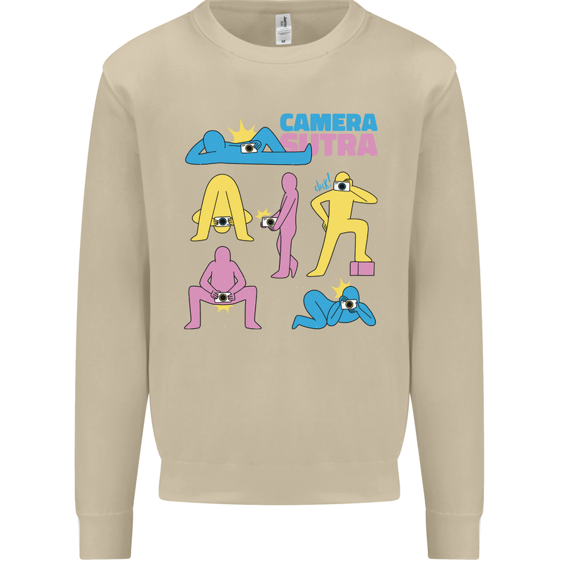 Camera Sutra Photography Photographer Funny Mens Sweatshirt Jumper Sand