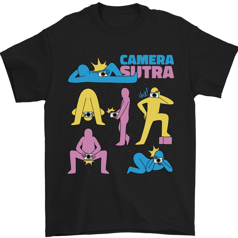 Camera Sutra Photography Photographer Funny Mens T-Shirt Cotton Gildan Black