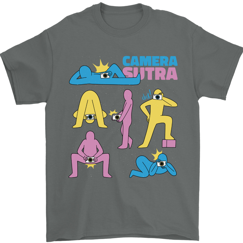 Camera Sutra Photography Photographer Funny Mens T-Shirt Cotton Gildan Charcoal