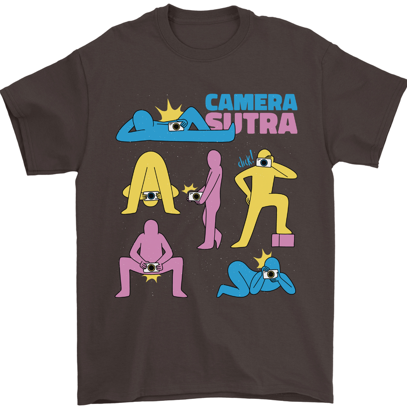 Camera Sutra Photography Photographer Funny Mens T-Shirt Cotton Gildan Dark Chocolate