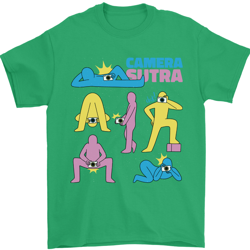 Camera Sutra Photography Photographer Funny Mens T-Shirt Cotton Gildan Irish Green