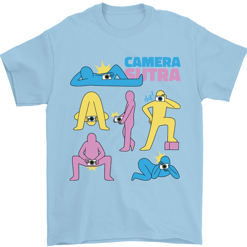 Camera Sutra Photography Photographer Funny Mens T-Shirt Cotton Gildan Light Blue