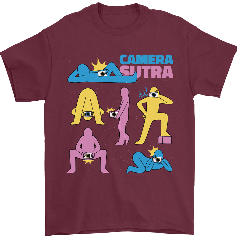 Camera Sutra Photography Photographer Funny Mens T-Shirt Cotton Gildan Maroon