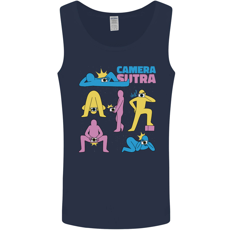 Camera Sutra Photography Photographer Funny Mens Vest Tank Top Navy Blue