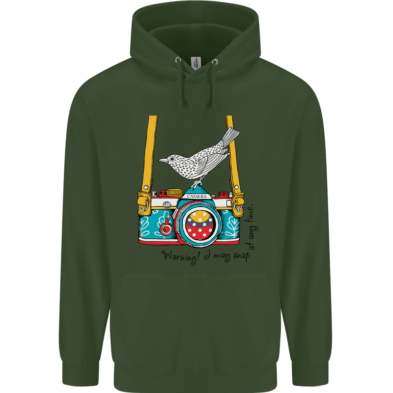 Camera With a Bird Photographer Photography Childrens Kids Hoodie Forest Green