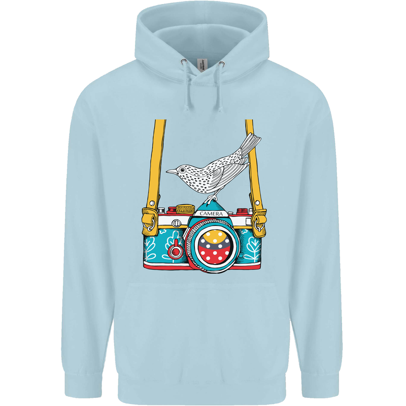 Camera With a Bird Photographer Photography Childrens Kids Hoodie Light Blue