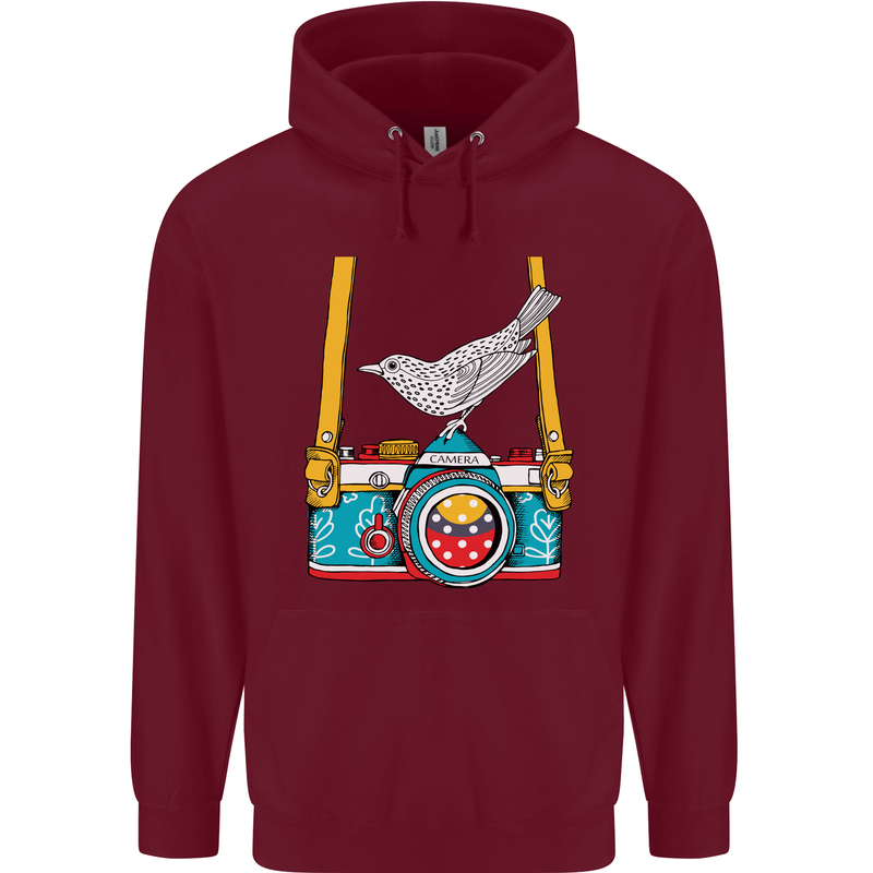 Camera With a Bird Photographer Photography Childrens Kids Hoodie Maroon