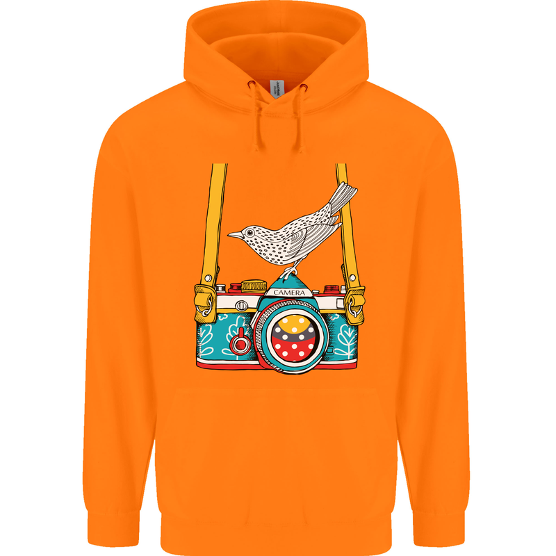 Camera With a Bird Photographer Photography Childrens Kids Hoodie Orange