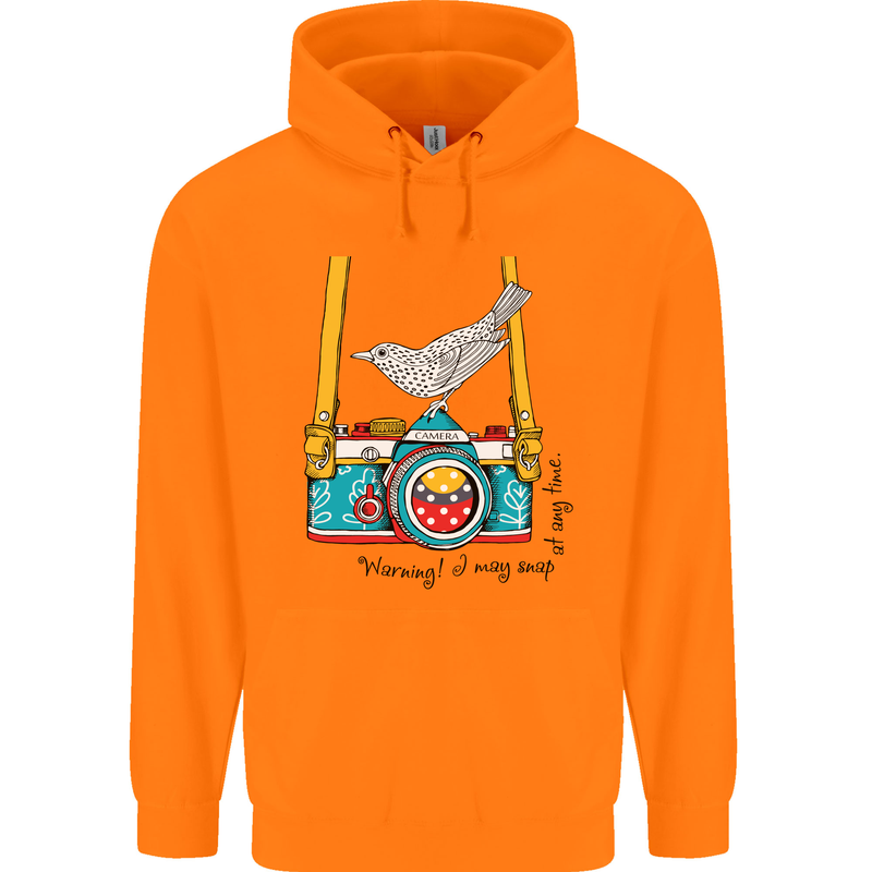 Camera With a Bird Photographer Photography Childrens Kids Hoodie Orange
