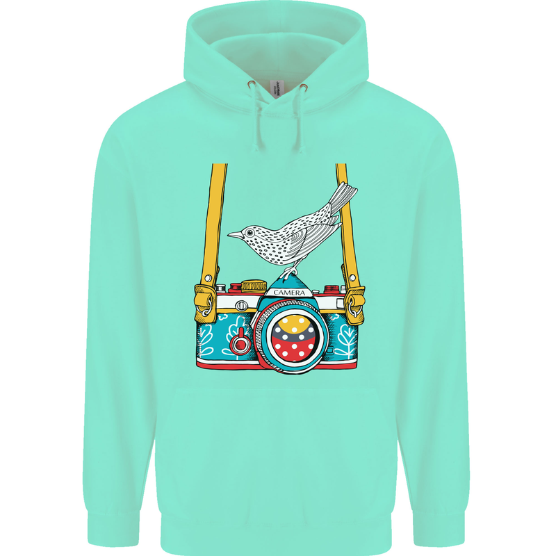 Camera With a Bird Photographer Photography Childrens Kids Hoodie Peppermint