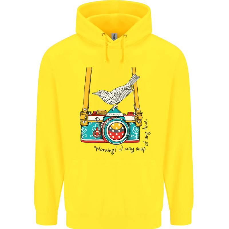 Camera With a Bird Photographer Photography Childrens Kids Hoodie Yellow