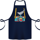 Camera With a Bird Photographer Photography Cotton Apron 100% Organic Navy Blue