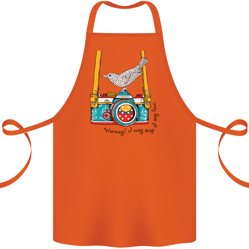 Camera With a Bird Photographer Photography Cotton Apron 100% Organic Orange