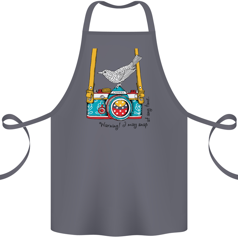 Camera With a Bird Photographer Photography Cotton Apron 100% Organic Steel