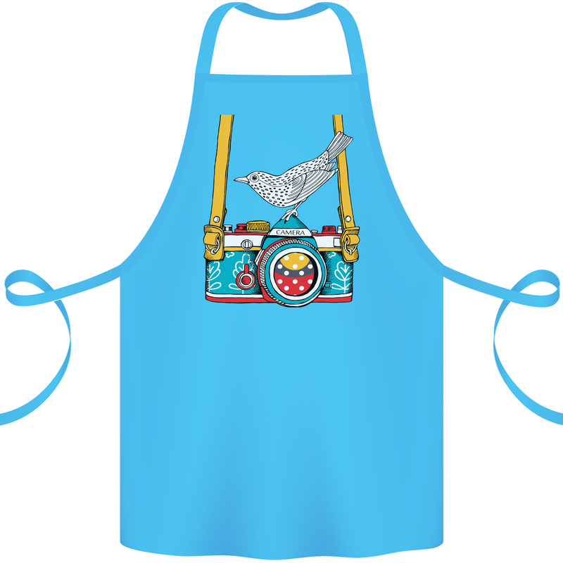 Camera With a Bird Photographer Photography Cotton Apron 100% Organic Turquoise