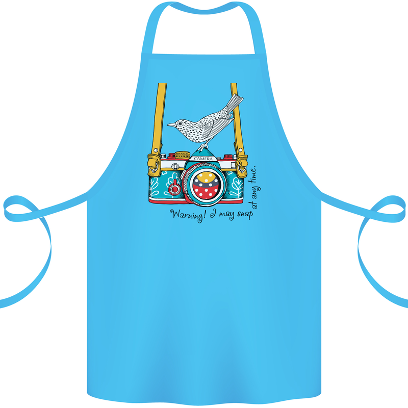 Camera With a Bird Photographer Photography Cotton Apron 100% Organic Turquoise